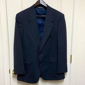John Alexander Hartmarx Navy Blue Blazer 40R Windowpane Wool Blazer Sport Coat